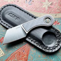 CJRB Chip J1939-CF - Petit couteau &agrave; lame fixe - Lame AR-RPM9, Manche Fibre de Carbone, 7,5 cm