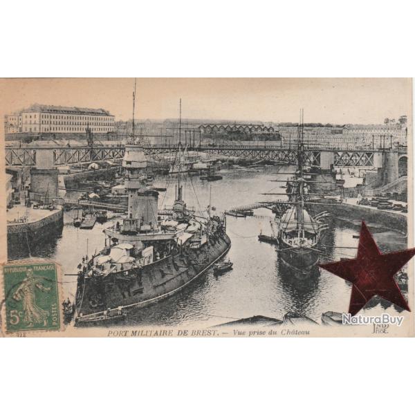CPA -   Port militaire de BREST - entr�e transport N�877
