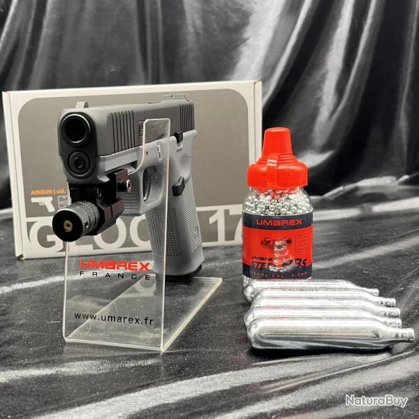 Pack laser pr�t � tirer PISTOLET "GLOCK 17 GEN5" - CO2 - CAL BB/4.5MM - BLACK TUNGSTEN GRAY