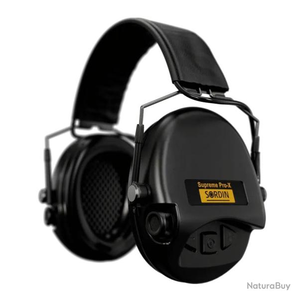 Casque Anti-Bruit �lectronique Sordin Supreme Pro X Slim Cuir - noir