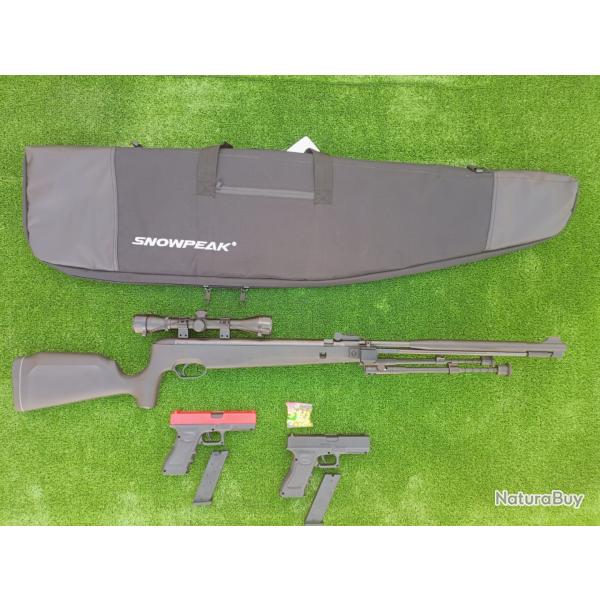 PACK-1 Carabine Piston gaz Snowpeak  SU1200S, Levier Infrieur et Canon Fixe Cal. 4,5 mm 19,9 j.