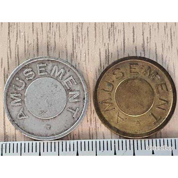 2 Jetons � consommer Amusement Sans Valeur. Jeux machines � sous.