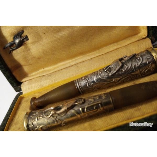 Coffret fume cigare - fume cigarette en argent, srie spciale " la cigogne"