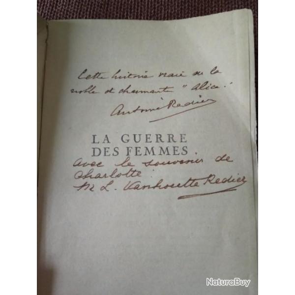Livre ww1 "La guerre des Femmes " Antoine Redier, avec double envois