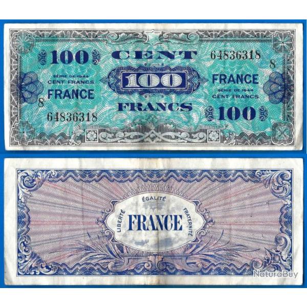France 100 Francs 1944 Serie 8 Billet Imprim� par les USA Franc