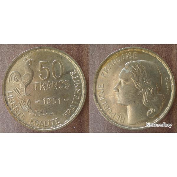 France 50 Francs 1951 Coq Piece Franc