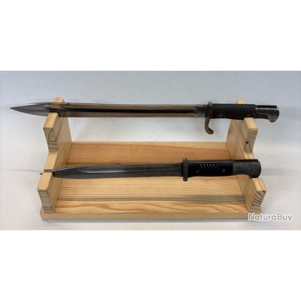 SUPPORT pour 2 BAIONNETTES EN PIN VERNIS