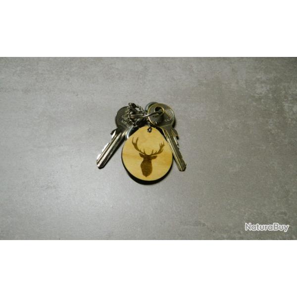 Porte-cl�s - bois - t�te de cerf