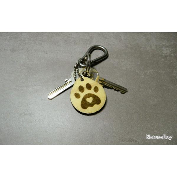 Porte-cl�s - bois - patte de chat