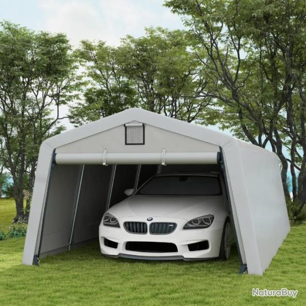 Garage carport 6,2L x 3,3L x 2,4H - Anti-UV - Imperm�able -150 g/m� - 1 Porte Gris et 2 a�rations