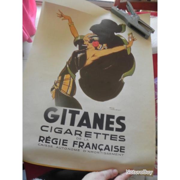 publicitaire Affiche pub vintage Gitanes sign� rene vincent des tabac Seita 40 x 60 cm