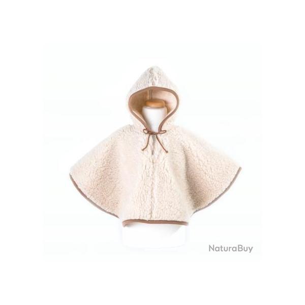 Poncho Enfant en Laine de Mouton - Capuche Douillette & Chaleureuse 3/4 ans