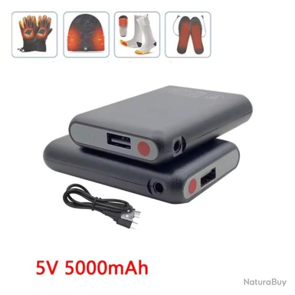 2x Batteries 5V 5000mh pour Gants + Chaussettes + Bonnet d'Hiver = Chauffants PROMO