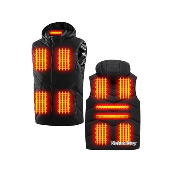 Gilet Chauffant Homme et Femmes, Imperm�able et Lavable �lectrique avec 11 Zones Batterie non Inclus