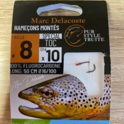 Hame&ccedil;ons mont&eacute;s truite delacoste universel toc coll&eacute; vernis n8 0,16