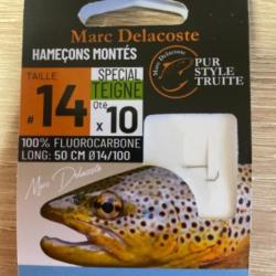 Hame&ccedil;ons mont&eacute;s truite delacoste sp&eacute;cial teigne 100% fluorocarbone n14 0,14