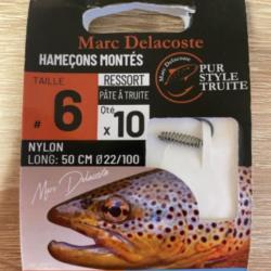 Hameçons montés truite delacoste ressort pâte à truite n6 0,22