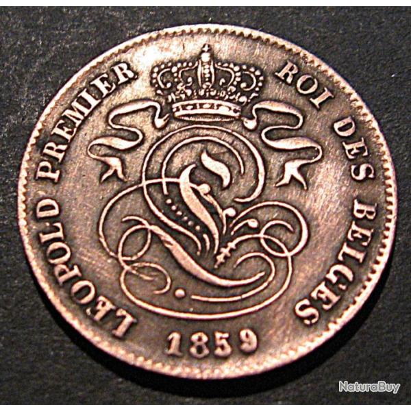 BELGIQUE rare  piece de 2 cent 1859  Leopold premier ttb