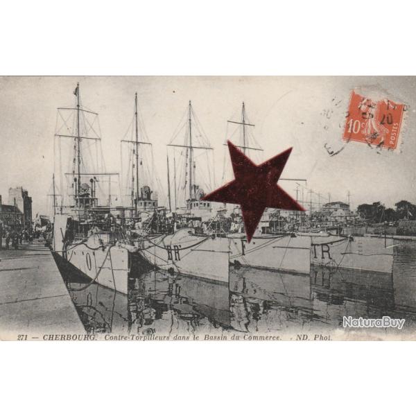 CPA - MARINE DE GUERRE - CHERBOURG-  Contre - Torpilleurs dans le Bassin du Commerce N�645