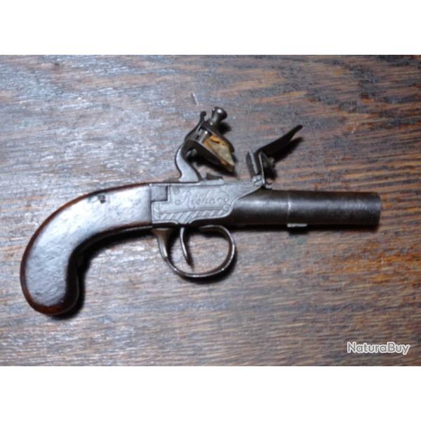 Pistolet � silex de gousset - � coffre et � balle forc�e - Angleterre 18e si�cle - TBE