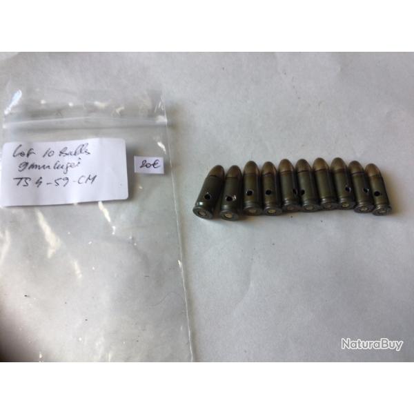 VENDU PAR LE-CUIRASSIER LOT DE 10 BALLES DE CALIBRE 9 MM LUGER TS 4-59-CM DMILITARISES