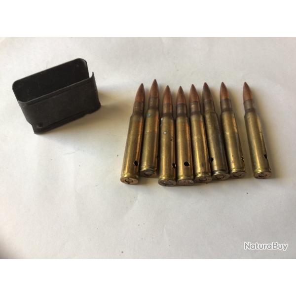 VENDU PAR LE-CUIRASSIER LOT N�2 DE 8 BALLES MONT�ES SUR CLIP CALIBRE 30.06 GARAND SPRINGFIEL