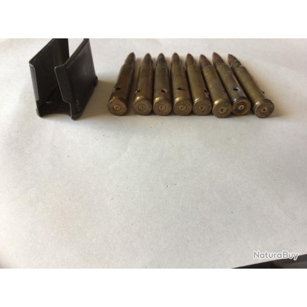 VENDU PAR LE-CUIRASSIER LOT N�1 DE 8 BALLES MONT�ES SUR CLIP CALIBRE 30.06 GARAND SPRINGFIEL