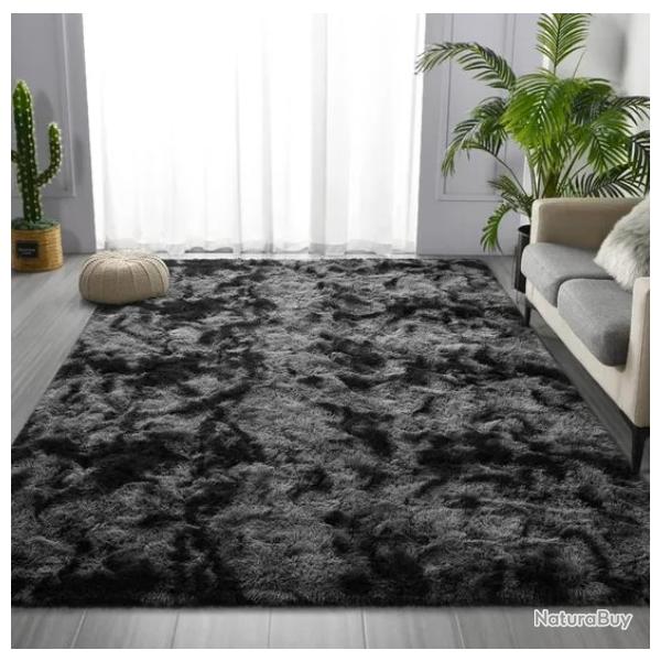 Tapis Poils Longs Polypropyl�ne Gris Fonc� Antid�rapant Doux Shaggy 160 x 230 cm