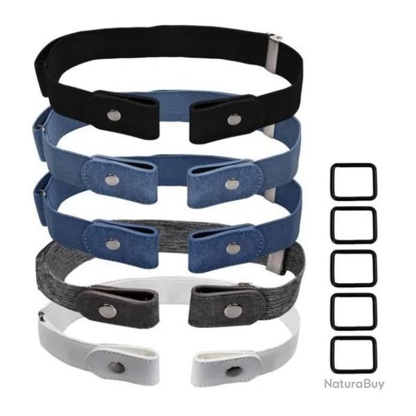 Ceintures Extensibles x5 sans Boucle R�glables Unisexes Polyester/PU 60-80cm