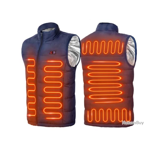 Veste Chauffante USB en Graph�ne �lectrique 9 Zones Id�al Camping & Plein Air Bleu