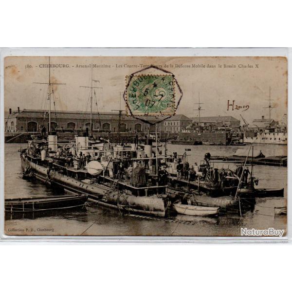 CPA-Marine de guerre -Cherbourg - Arsenal Maritime -les contre-Torpilleurs de la d�fense Mob -N�1253