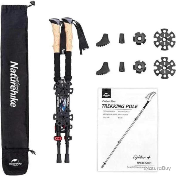 B�tons de randonn�e en fibre de carbone Naturehike  - LIVRAISON GRATUITE