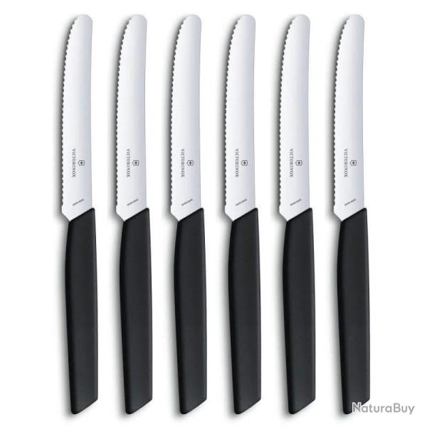 Victorinox 6.9003.11W S�rie Swiss Modern Pack de 6 Couteaux Noir � tomates et de table