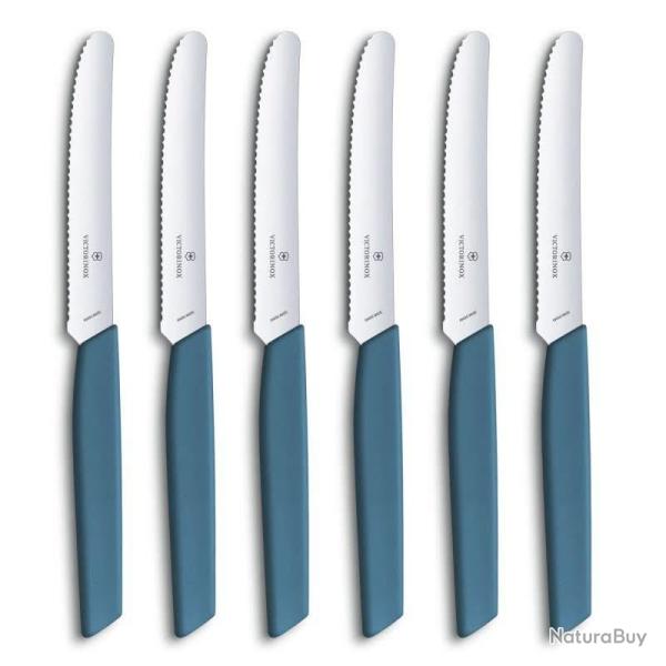 Victorinox 6.9006.11W2 Pack de 6 Couteaux Bleu � tomates et de table Swiss Modern