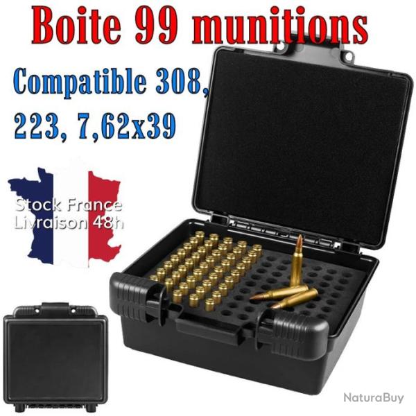 Boite � munitions double fermeture et mousse EVA calibre interm�diaire - Noir - Stock France