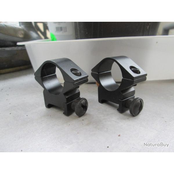 paire de collier montage bas (25.4m) pour rail picatinny (h)