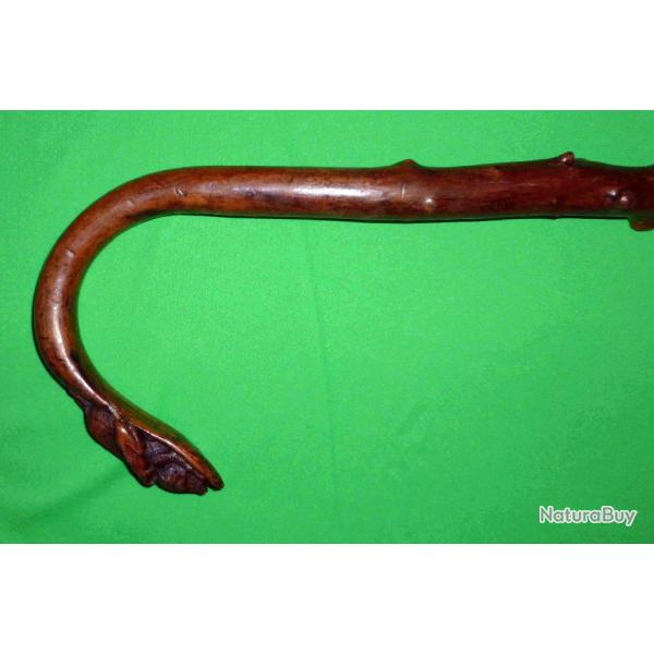 BELLE CANNE POMMEAU SCULPT� SANGLIER ET CHIEN