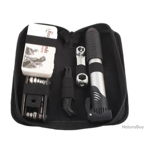 Kit d'Outils de R�paration pour V�lo 16-en-1 avec Pompe et Accessoires