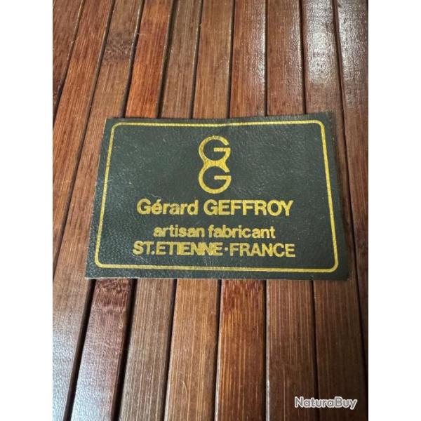 �TIQUETTE CUIR D'ORIGINE DE COFFRET DE FUSIL LUXE GERAD GEFFROY