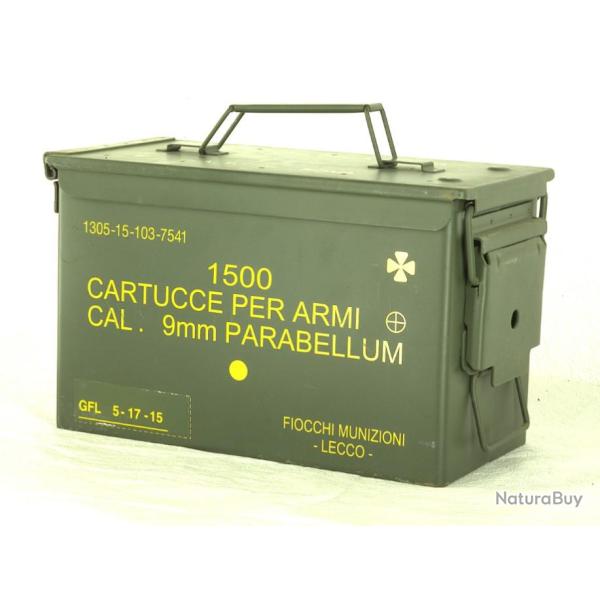 Caisse � Munitions acier d'occasion VIDE - ITALIE - 28x18x14 cm