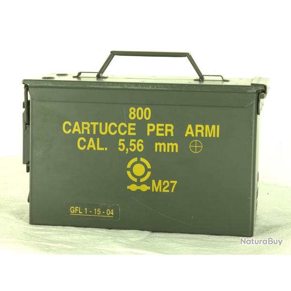 Caisse � Munitions acier d'occasion VIDE - ITALIE M27 - 28x18x14 cm
