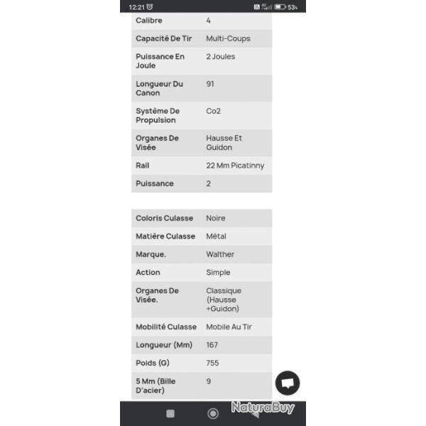 Pistolet CO2 billes d acier Walther p99 compact