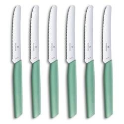 Victorinox 6.9006.11W41 Pack de 6 Couteaux Vert &agrave; tomates et de table Swiss Modern