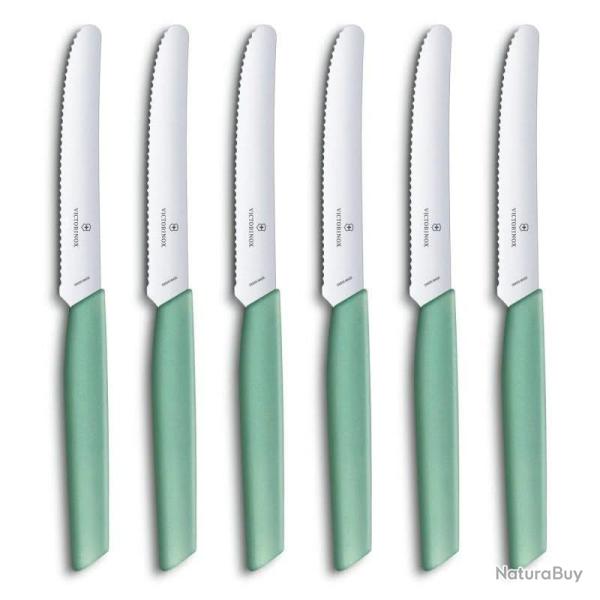 Victorinox 6.9006.11W41 Pack de 6 Couteaux Vert � tomates et de table Swiss Modern