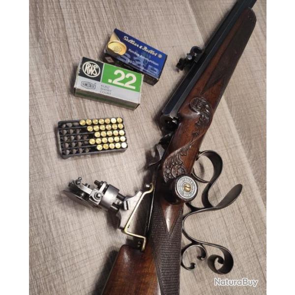 Unique et �norme carabine de pr�cision type suisse cal 22 short sign� A Englebert � Li�ge �tat neuf