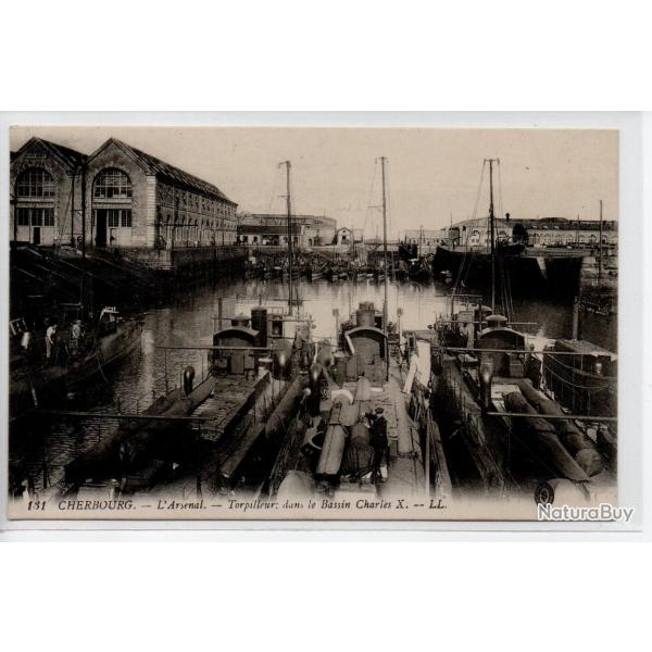CPA - Marine de Guerre- CHERBOURG - l'arsenal torpilleur dans le bassin Charles X  N�1234