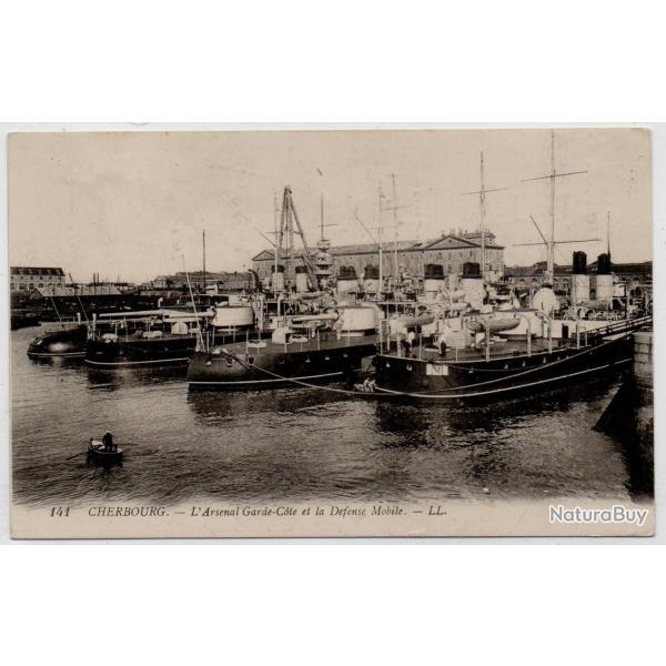CPA - Marine de Guerre- CHERBOURG - L'ARSENAL GARDE COTE ET LA D�FENSE MOBILE  -N�1157
