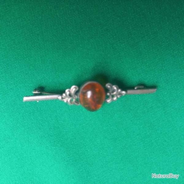 ancienne broche argent et ambre / art nouveau