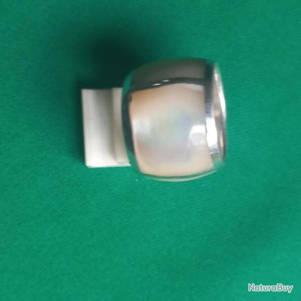 bague argent et nacre forme tonneau