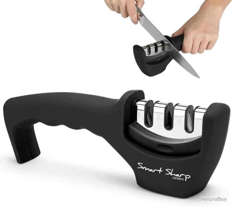 Aiguiseur à Couteaux 3 Phases Manuel - Design Ergonomique, Base Antidérapante, Pour Couteaux De Cuisine - 9